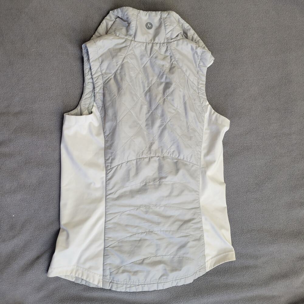 MARMOT Vest Womens Medium White Gray Quilted Warm Side Panels Walk Stroll - Picture 7 of 13